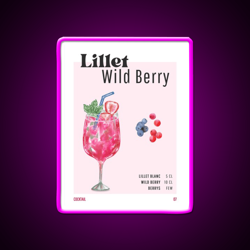 Lillet Wild Berry Cocktail Bar Decor Led Neon Sign Rgb Color - Shineneon