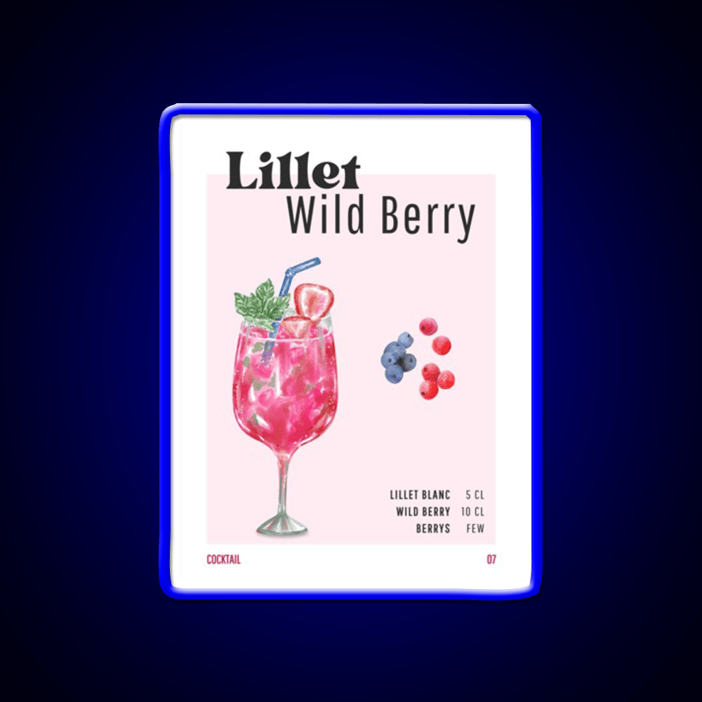 Lillet Wild Berry Cocktail Bar Decor Led Neon Sign Rgb Color - Shineneon