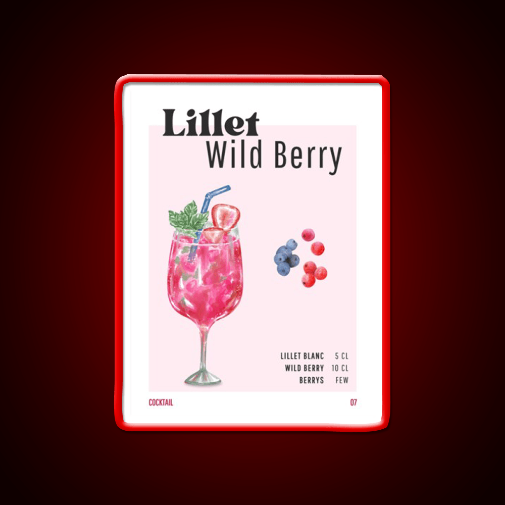 Lillet Wild Berry Cocktail Bar Decor Led Neon Sign Rgb Color - Shineneon