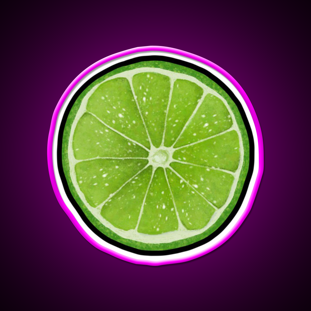 Lime Juice Bright Green Citrus Slices Cocktail Bar Decor Led Neon Sign Rgb Color - Neon sign mounted on wall in room