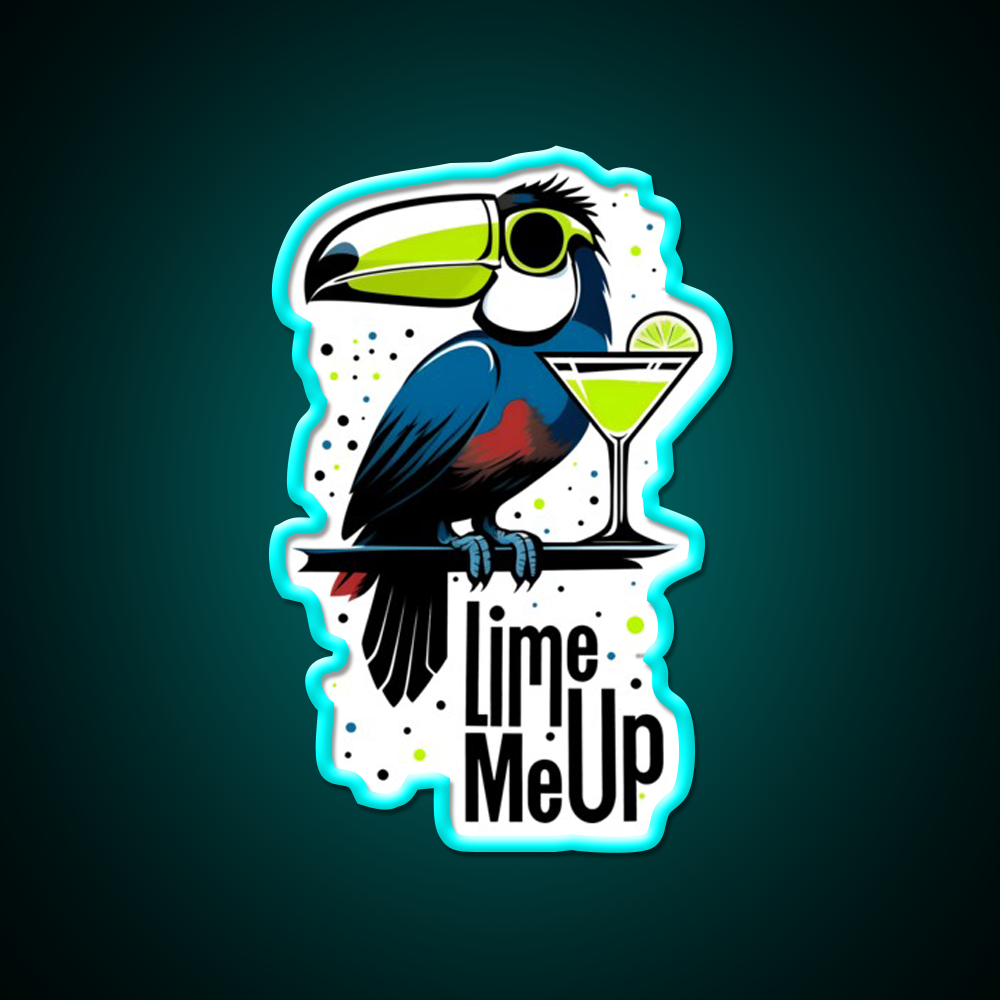 Lime Me Up Cool Tropical Toucan With Cocktail Man Cave Bar Led Neon Sign Rgb Color