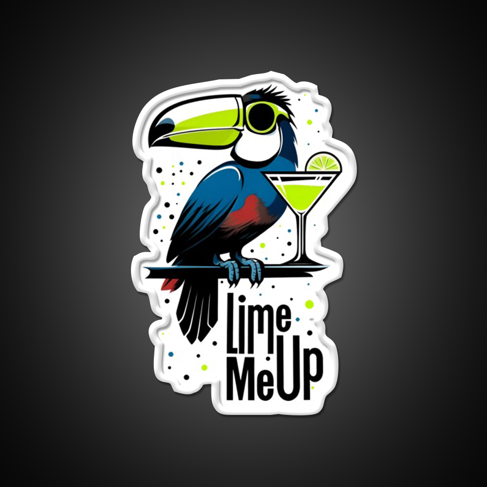 Lime Me Up Cool Tropical Toucan With Cocktail Man Cave Bar Led Neon Sign Rgb Color