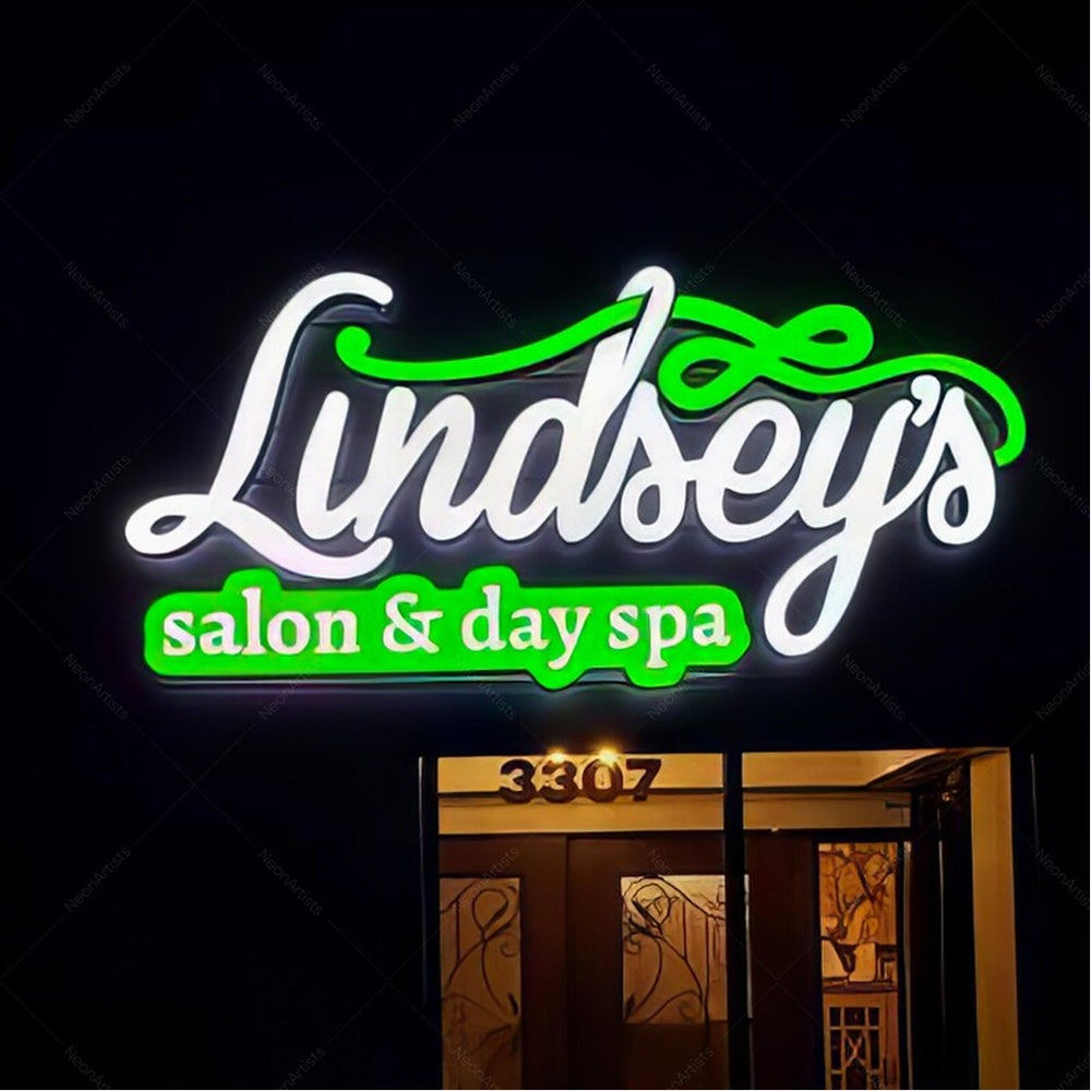 Lindseys Salon And Spa 3D Frontlit Channel Letters Led Light Sign