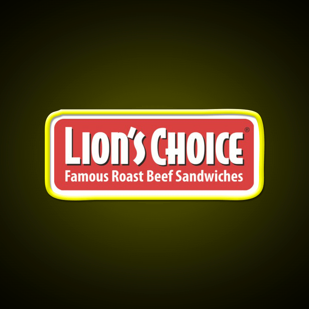 Lions Choice Snack Food Led Neon Sign Rgb Color - Custom LED neon sign front view