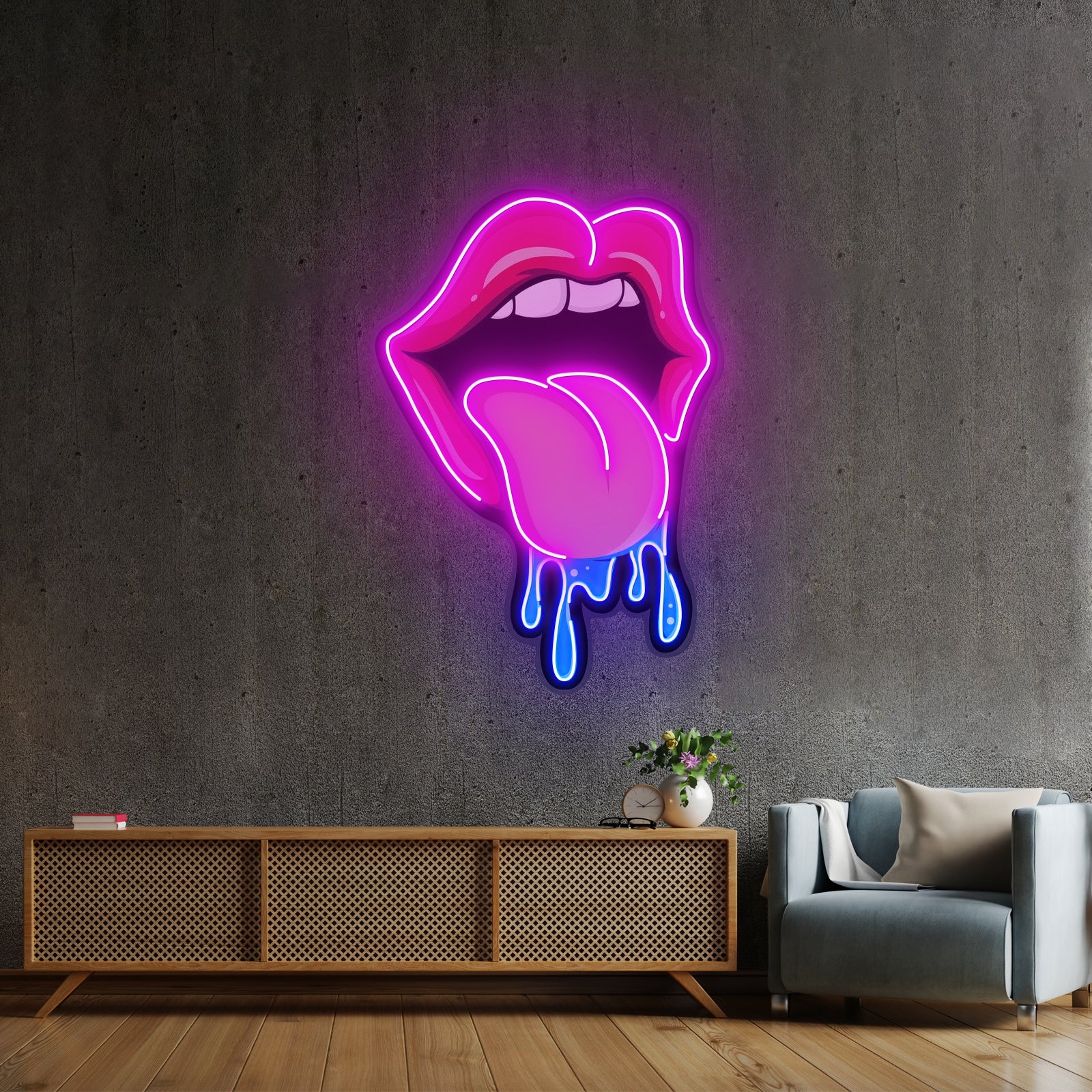 Lips Skateboard Custom Led Signs Artwork For Sale