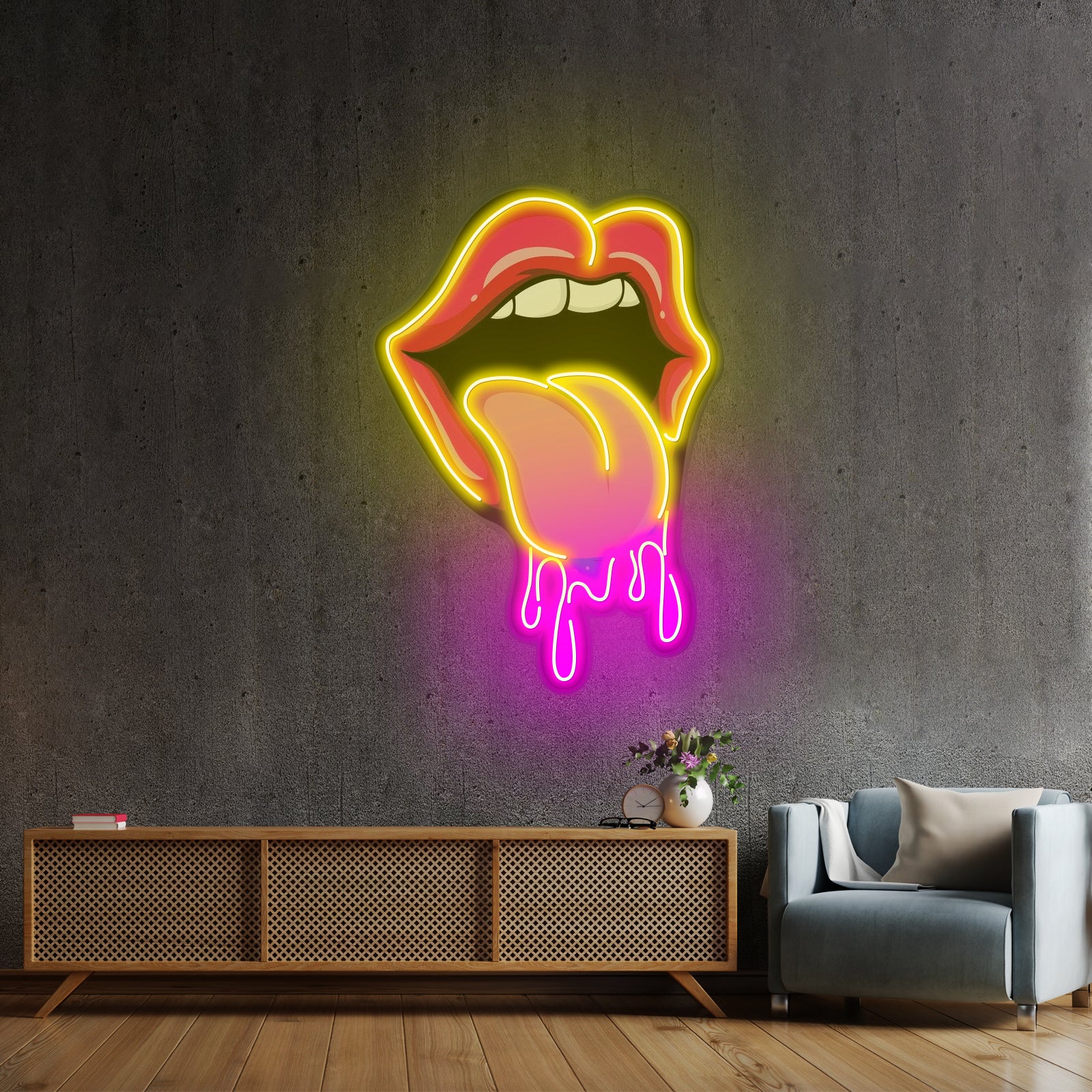 Lips Skateboard Custom Led Signs Artwork For Sale