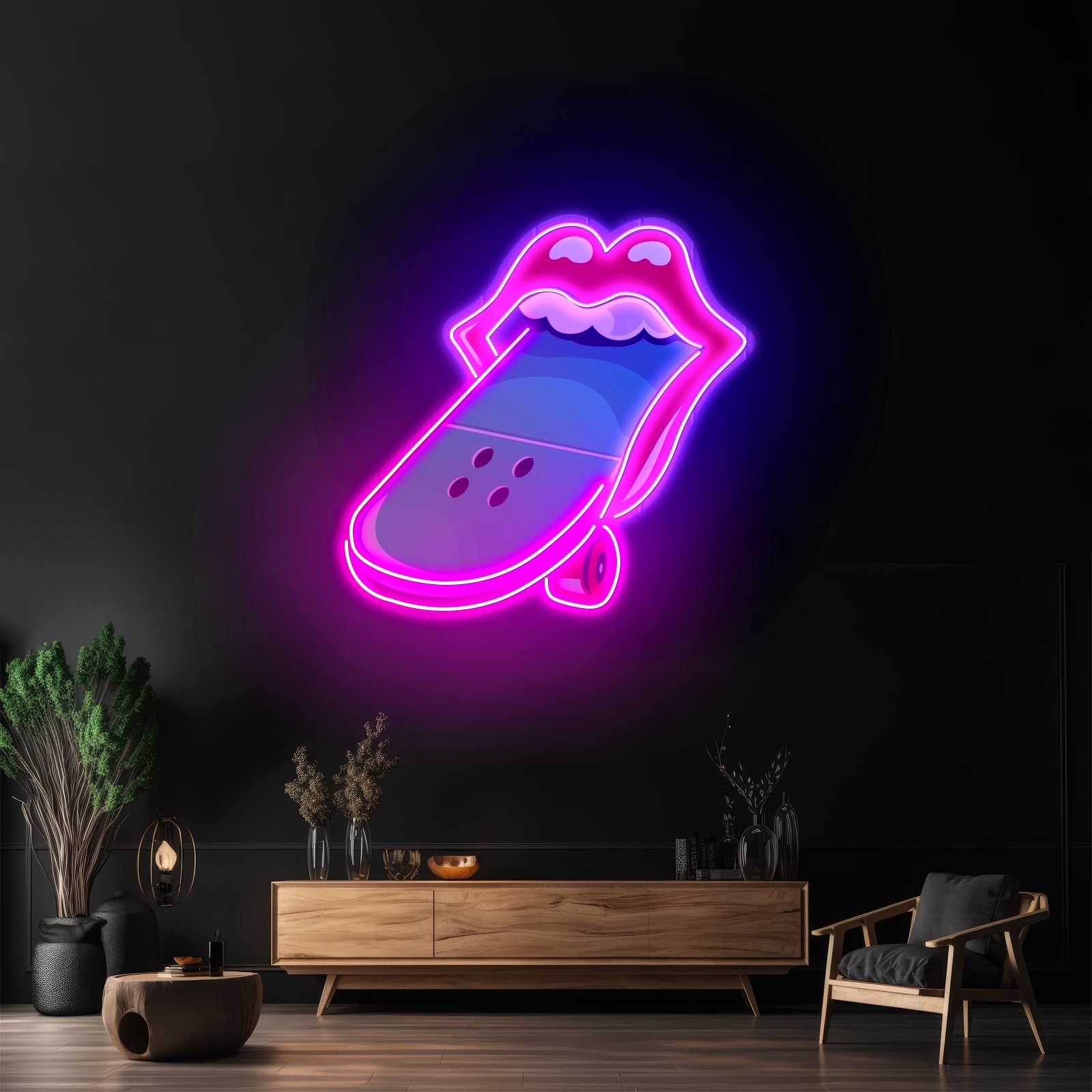 Lips Skateboard Custom Led Signs Artwork For Sale - Shineneon