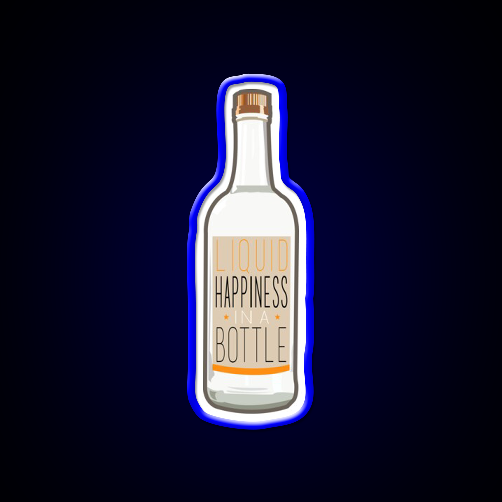 Liquid Happiness In A Bottle Vodka Bottle Flat Beer Bar Decor Led Neon Sign Rgb Color - LED neon sign view 5