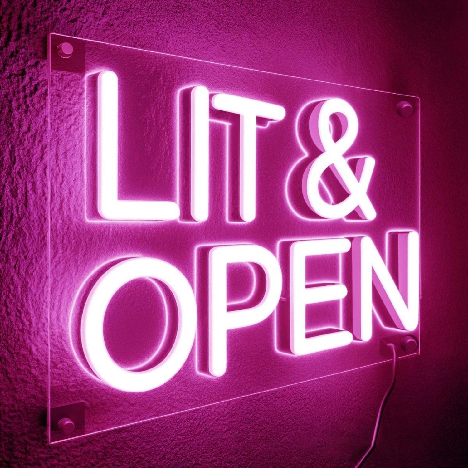 Lit Open Led Neon Sign Pink-Purple Backlit Modern Bar Decor | Shineneon