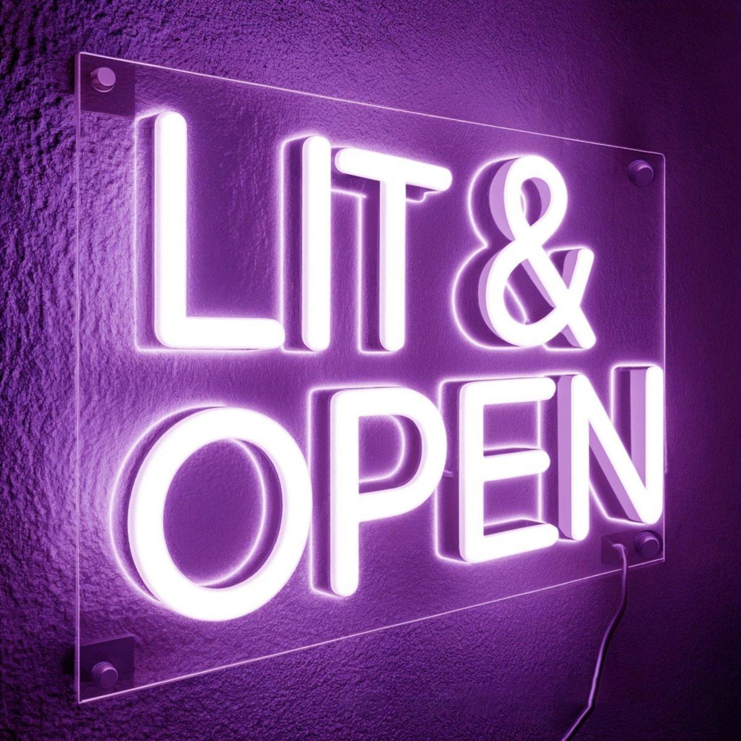 Lit Open Led Neon Sign Pink-Purple Backlit Modern Bar Decor | Shineneon