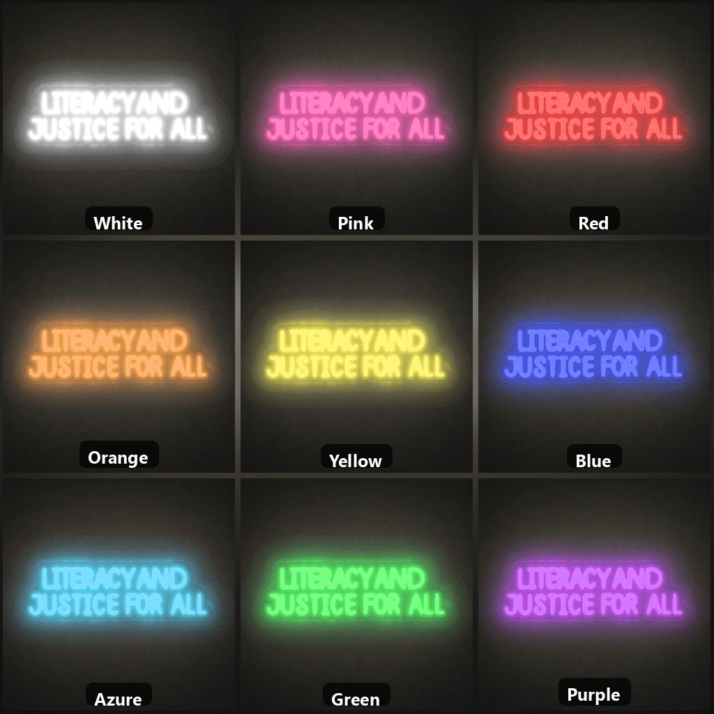 Literracy And Justice For All LED Neon Sign Home Garage Wall Decoration - Shineneon