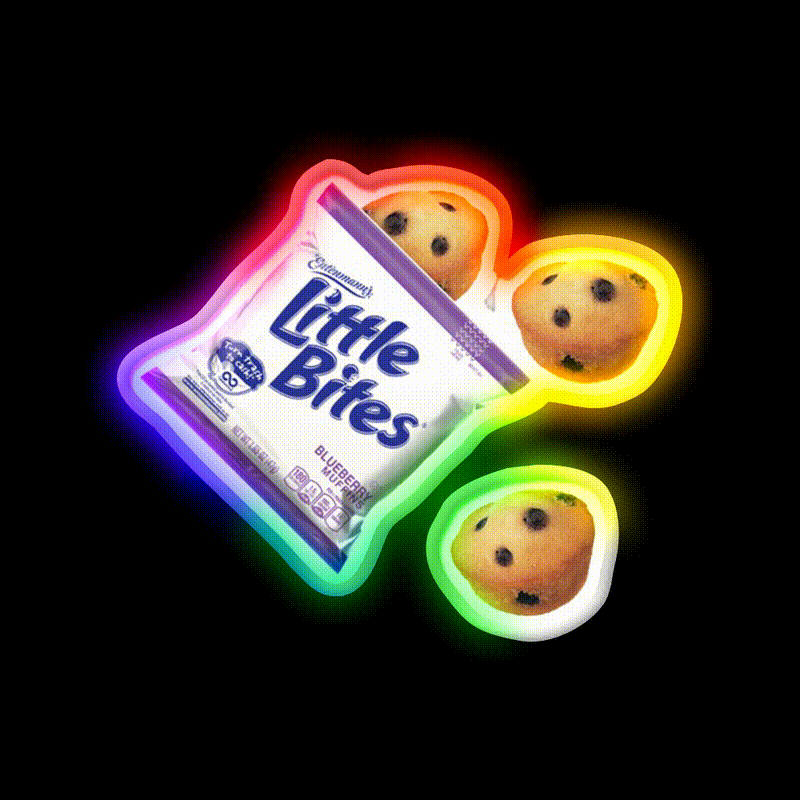 Little Bites Blueberry Muffins Snack Food Led Neon Sign Rgb Color - LED neon sign close-up detail