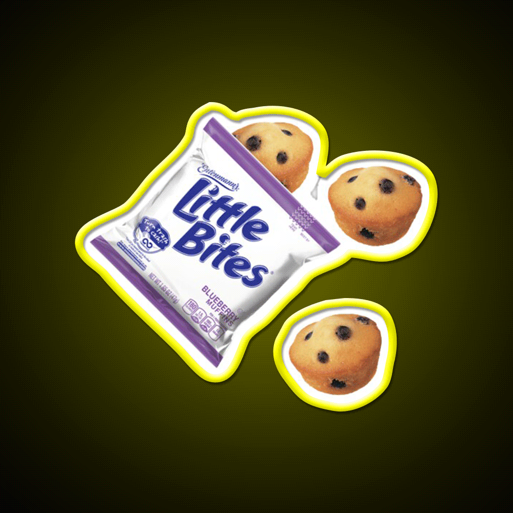 Little Bites Blueberry Muffins Snack Food Led Neon Sign Rgb Color - Custom LED neon sign front view