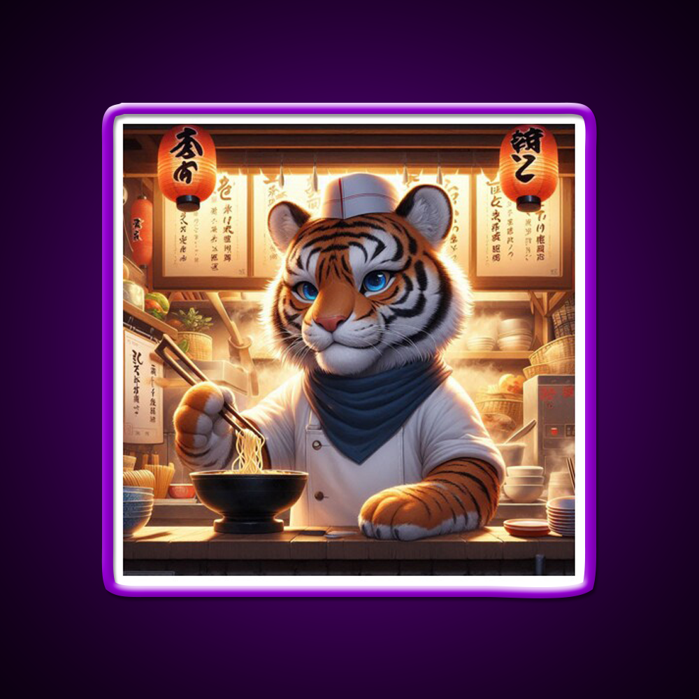 Little Ramen Chef Tiger Led Neon Sign Chinese Food Rgb Color