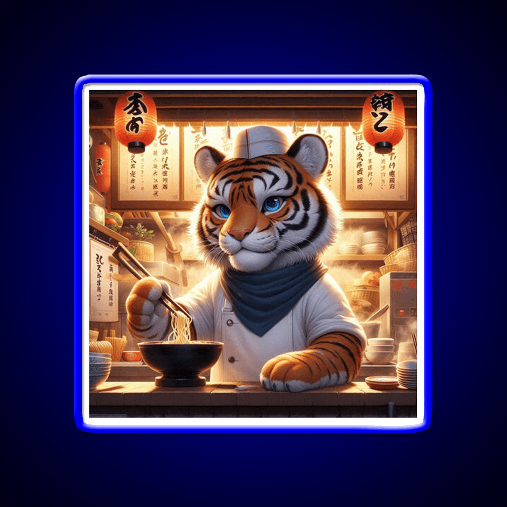 Little Ramen Chef Tiger Led Neon Sign Chinese Food Rgb Color - Shineneon