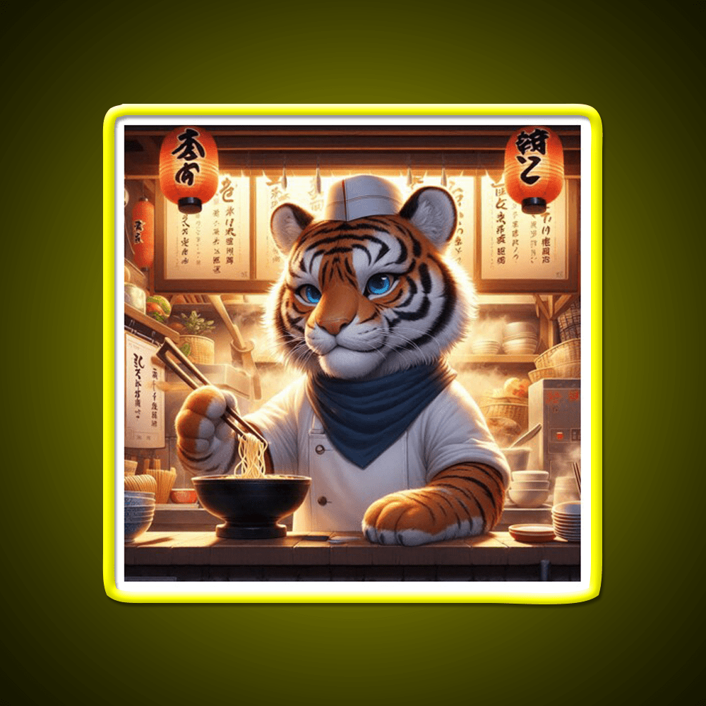 Little Ramen Chef Tiger Led Neon Sign Chinese Food Rgb Color - Shineneon