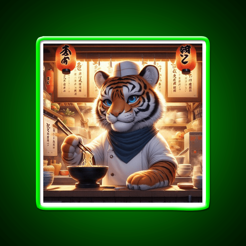 Little Ramen Chef Tiger Led Neon Sign Chinese Food Rgb Color - Shineneon