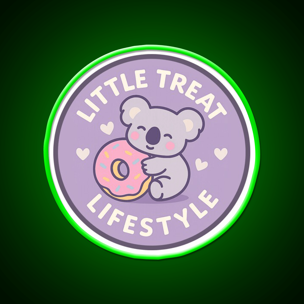 Little Treat Lifestyle Koala With Donut Snack Food Led Neon Sign Rgb Color - Shineneon