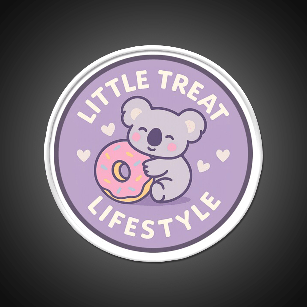 Little Treat Lifestyle Koala With Donut Snack Food Led Neon Sign Rgb Color - Shineneon