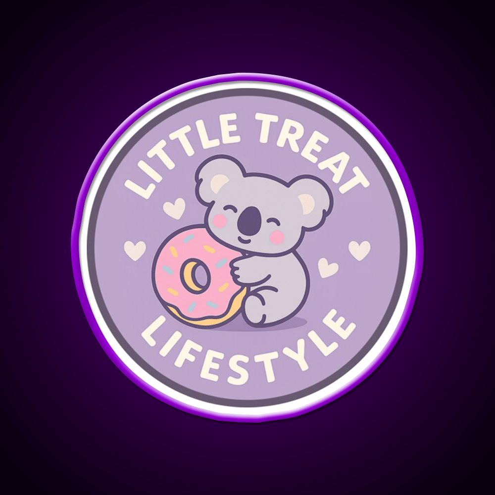 Little Treat Lifestyle Koala With Donut Snack Food Led Neon Sign Rgb Color - Shineneon