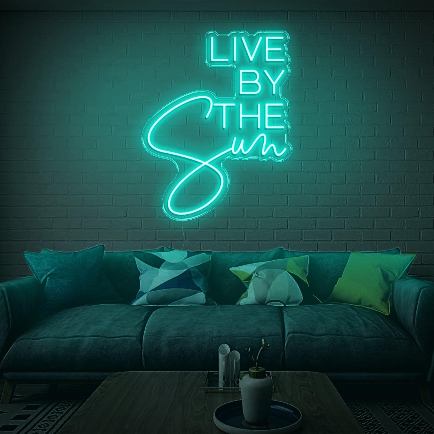 Live By The Sun Led Neon Sign Green Mixed Font Indoor Wall Art For Modern Decor | Shineneon