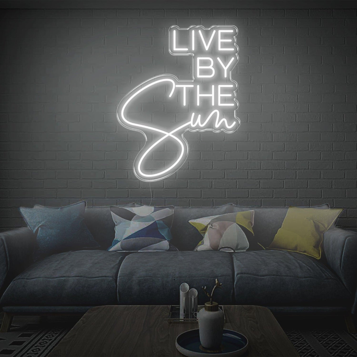 Live By The Sun Led Neon Sign Green Mixed Font Indoor Wall Art For Modern Decor | Shineneon