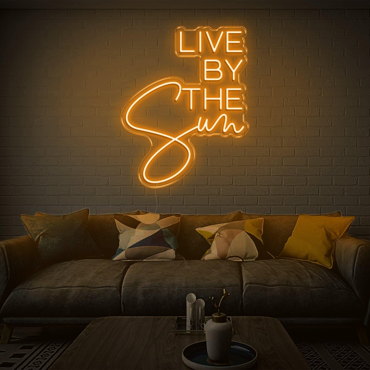 Live By The Sun Led Neon Sign Green Mixed Font Indoor Wall Art For Modern Decor | Shineneon