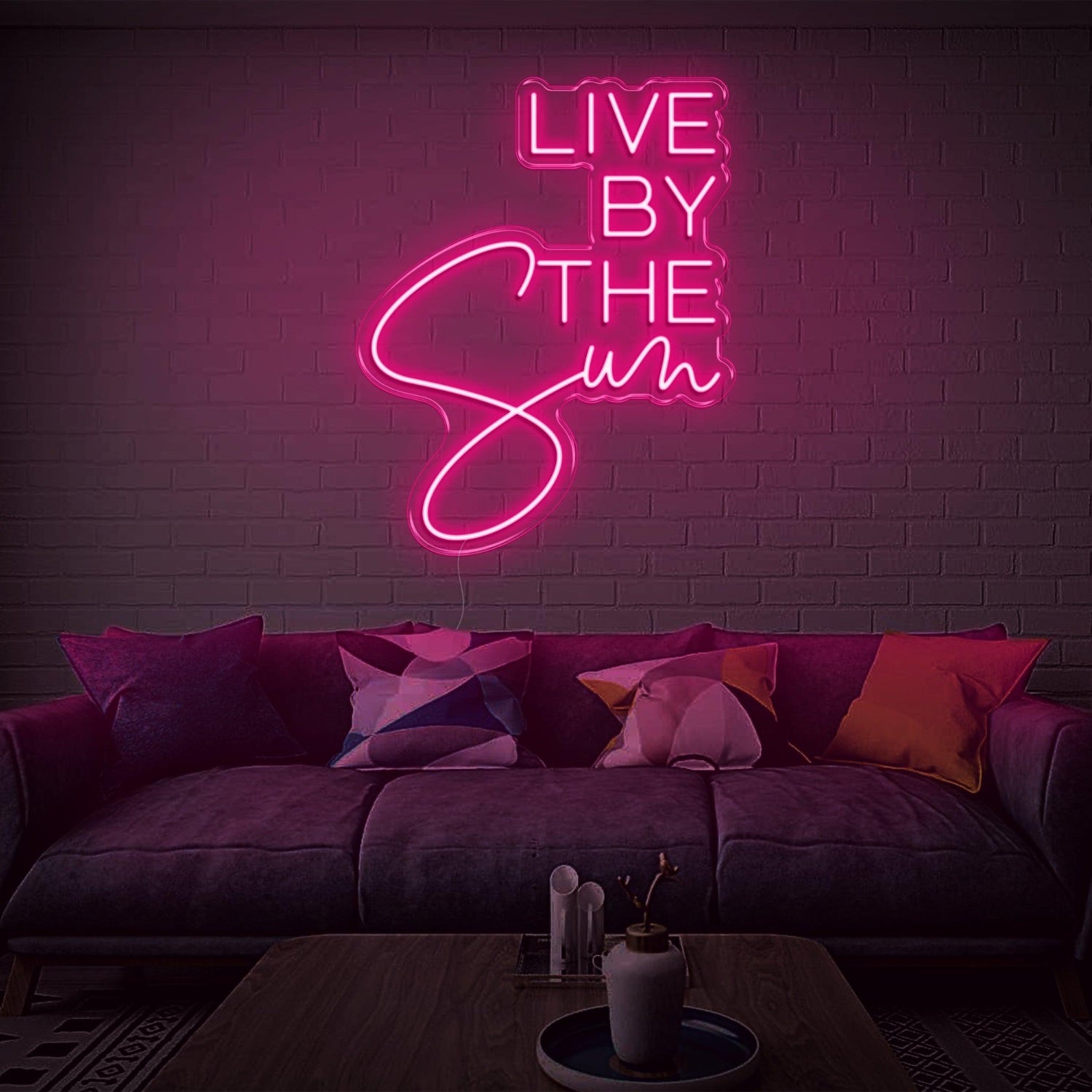 Live By The Sun Led Neon Sign Green Mixed Font Indoor Wall Art For Modern Decor | Shineneon