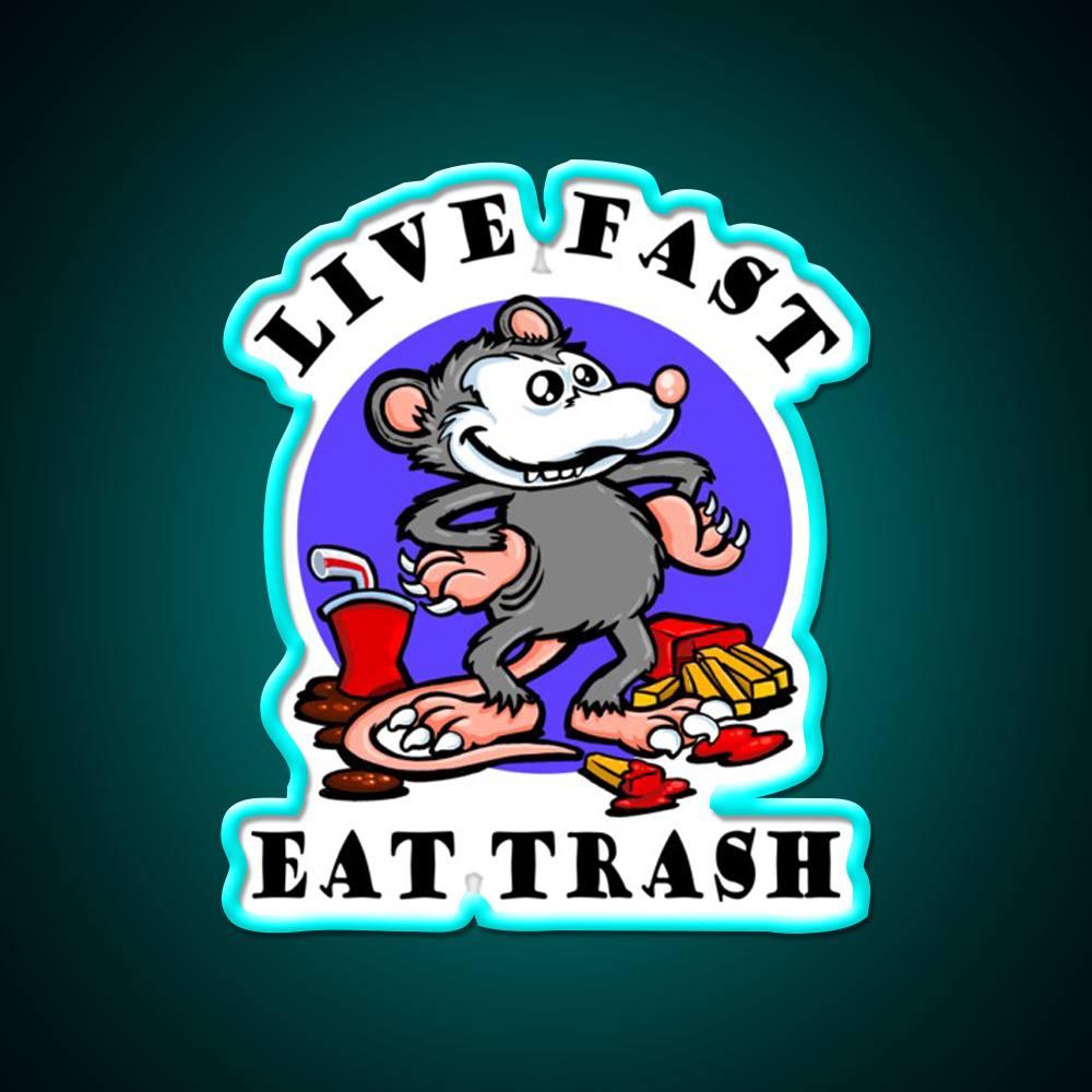 Live Fast Eat Trash Classic Fast Food Led Neon Sign For Burger Place Rgb Color