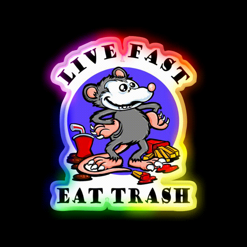 Live Fast Eat Trash Classic Fast Food Led Neon Sign For Burger Place Rgb Color