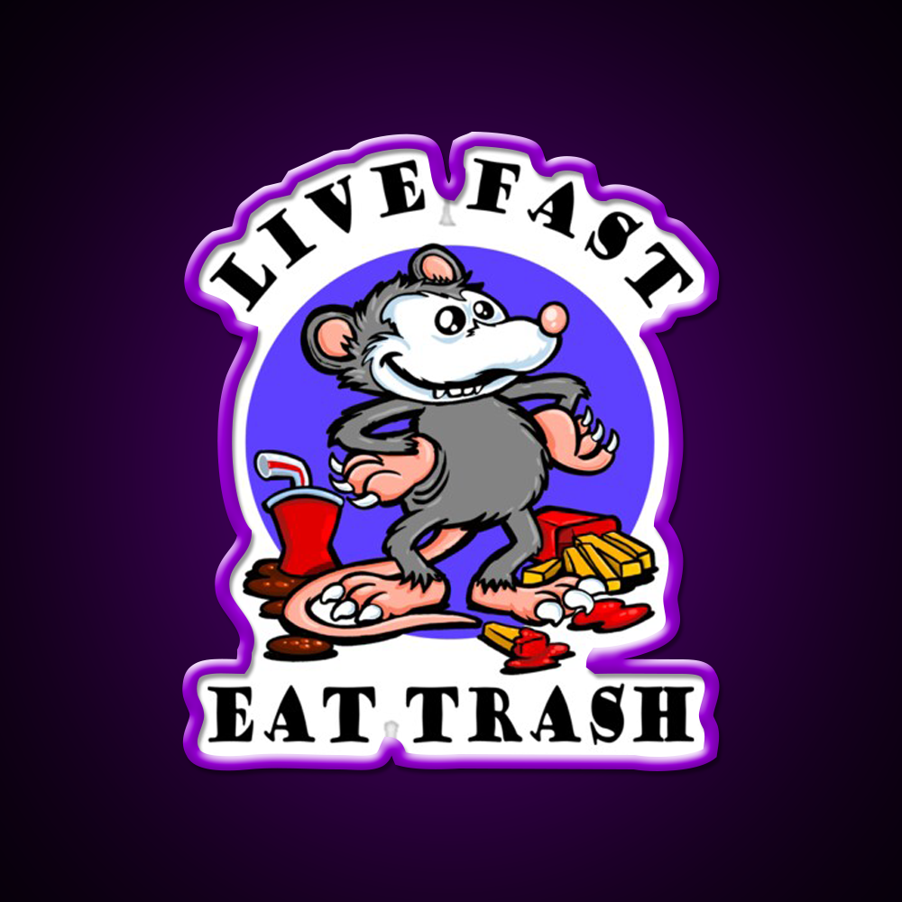 Live Fast Eat Trash Classic Fast Food Led Neon Sign For Burger Place Rgb Color