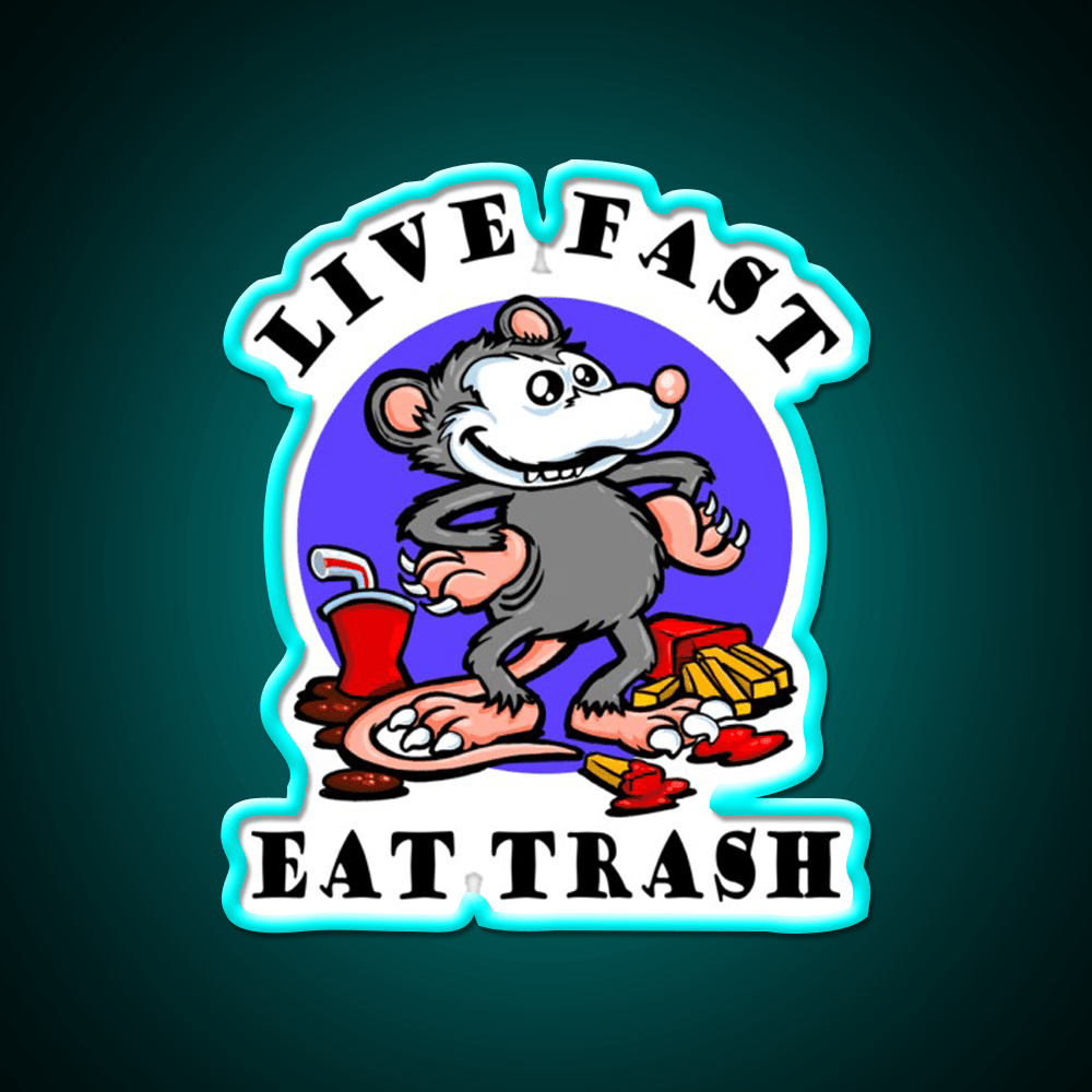 Live Fast Eat Trash Classic Fast Food Led Neon Sign For Burger Place Rgb Color - Shineneon