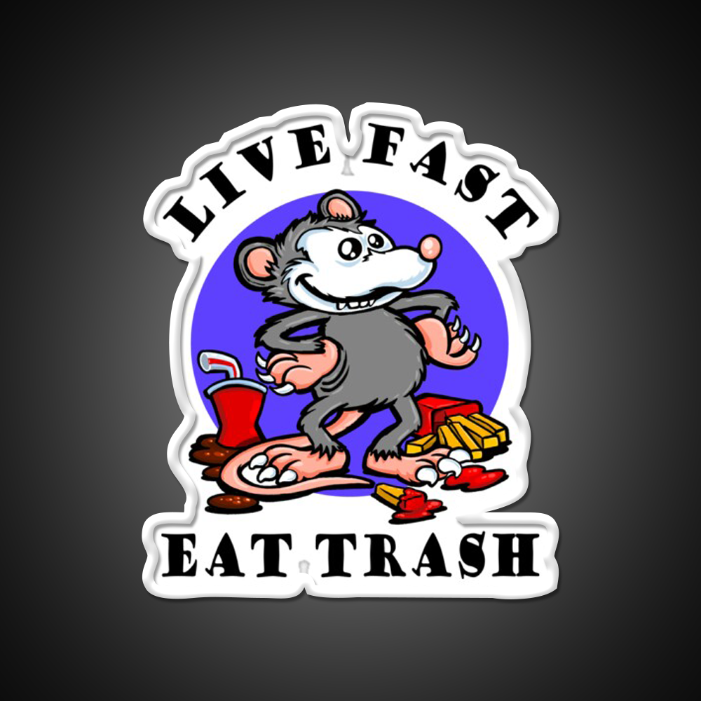 Live Fast Eat Trash Classic Fast Food Led Neon Sign For Burger Place Rgb Color