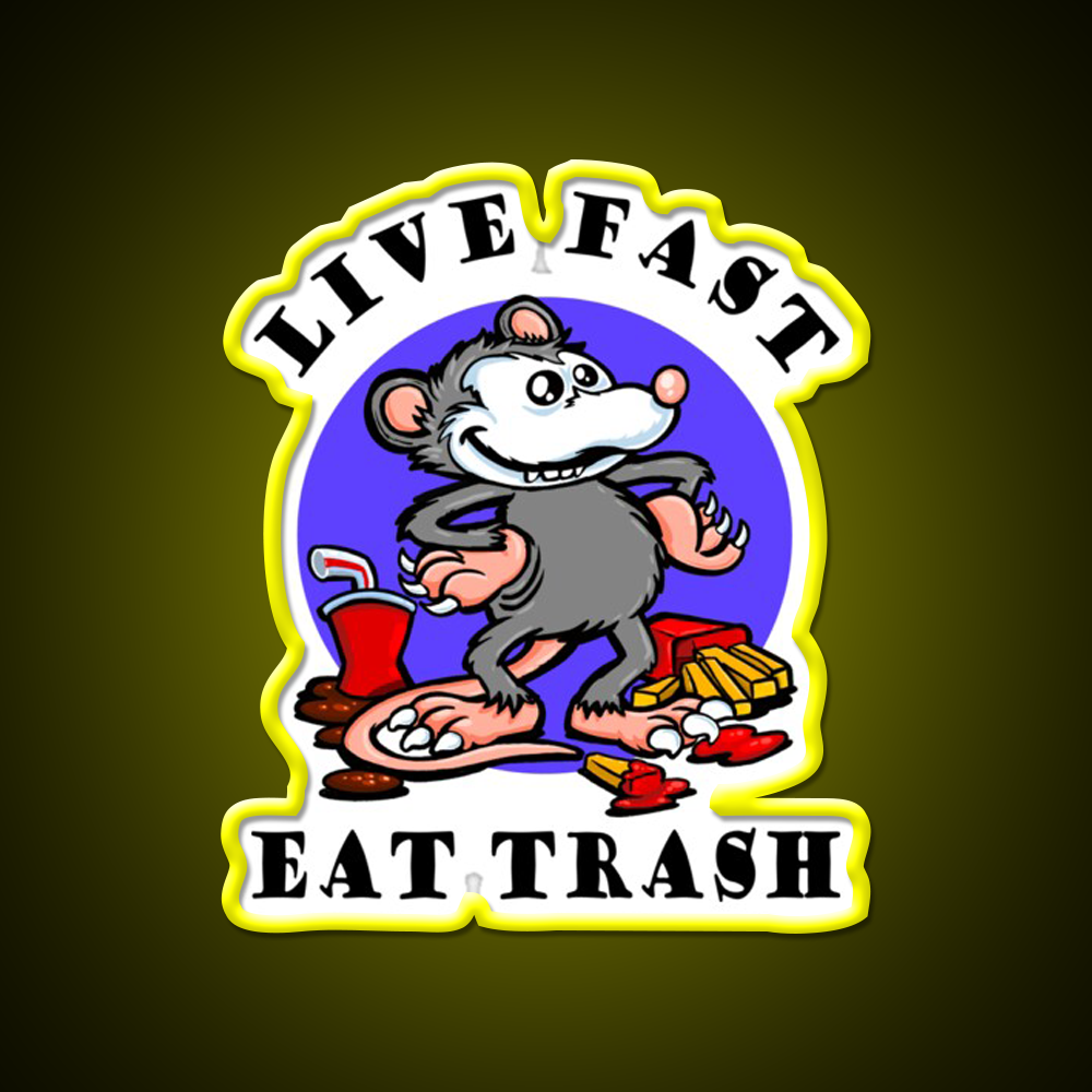 Live Fast Eat Trash Classic Fast Food Led Neon Sign For Burger Place Rgb Color