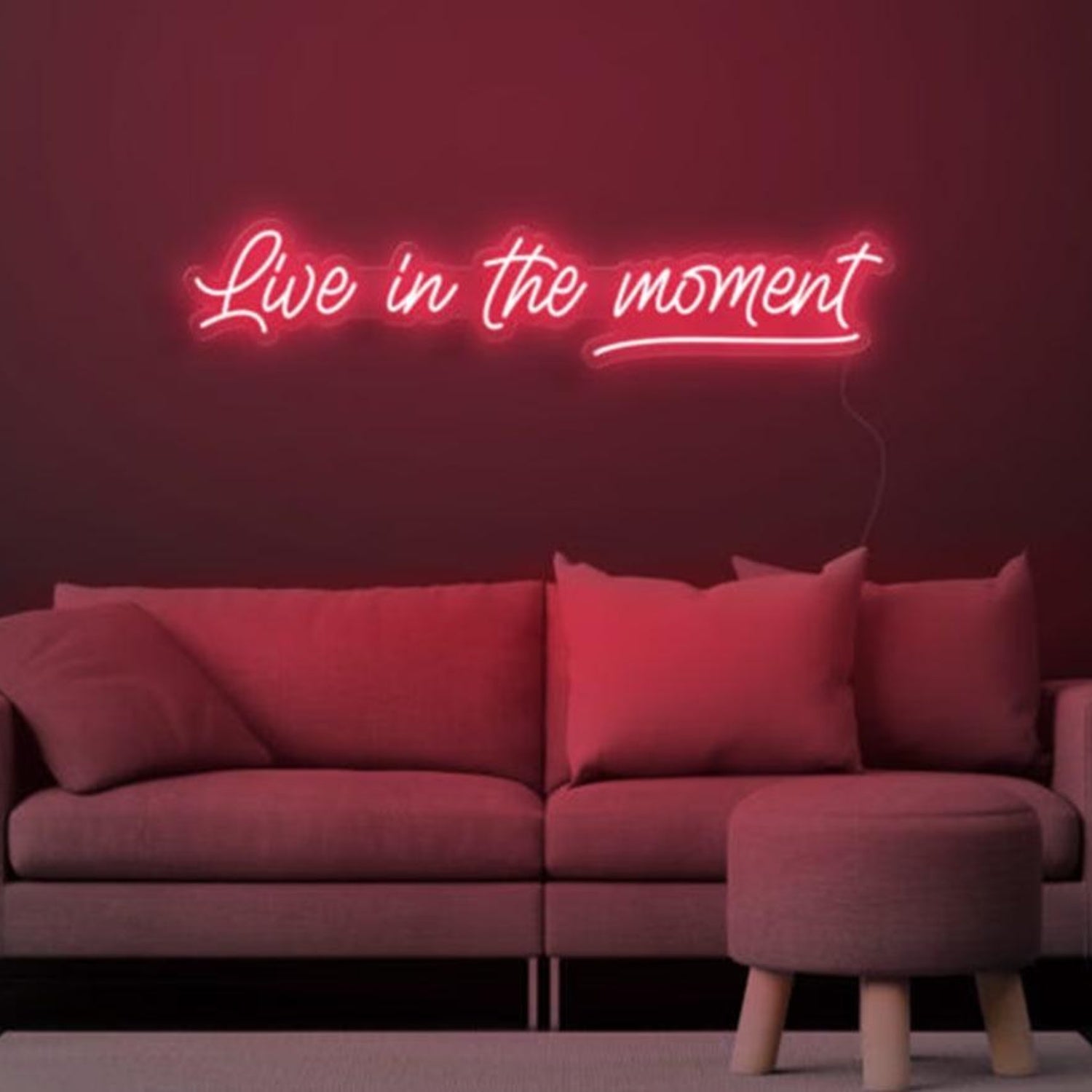 Live in the Moment White Script LED Neon Sign for Modern Home Decor | Shineneon