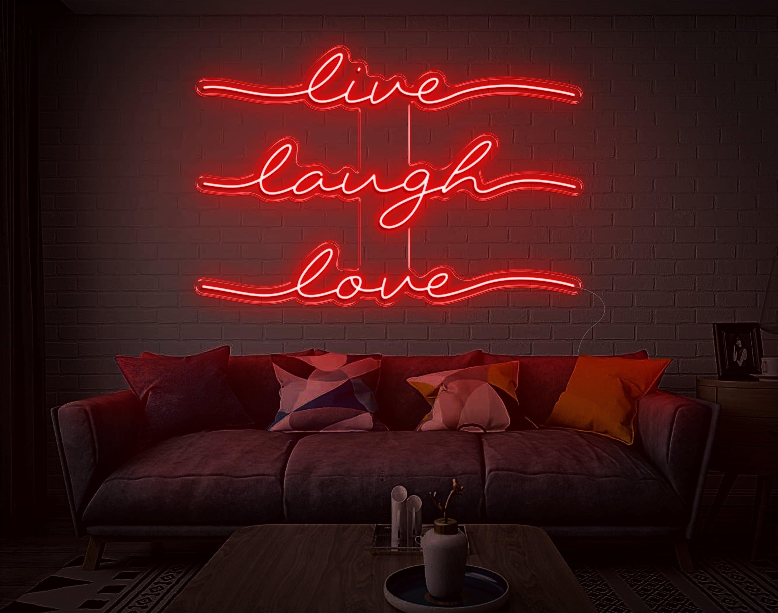 Live Laugh Love Bright Pink Handwritten Led Neon Sign For Home Decor | Shineneon