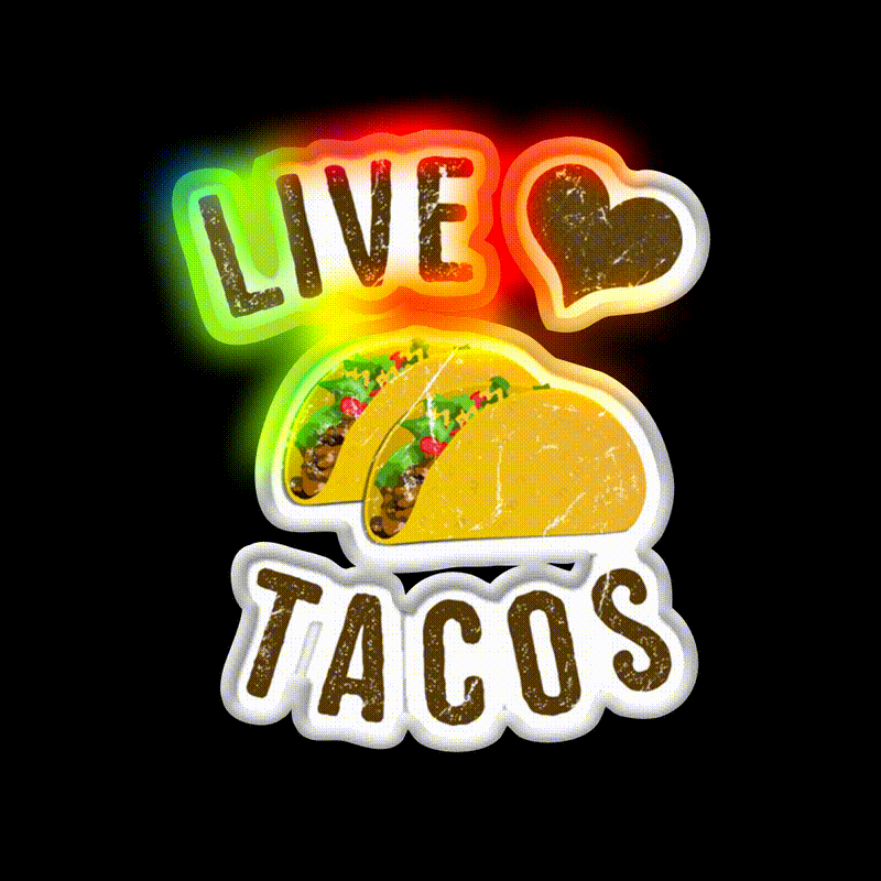 Live Love Taco Led Neon Sign Mexican Food Sign Rgb Color - LED neon sign close-up detail