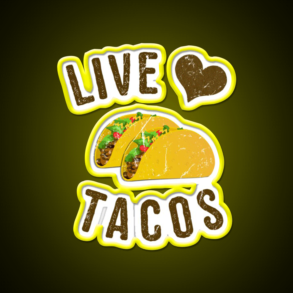 Live Love Taco Led Neon Sign Mexican Food Sign Rgb Color - Custom LED neon sign front view