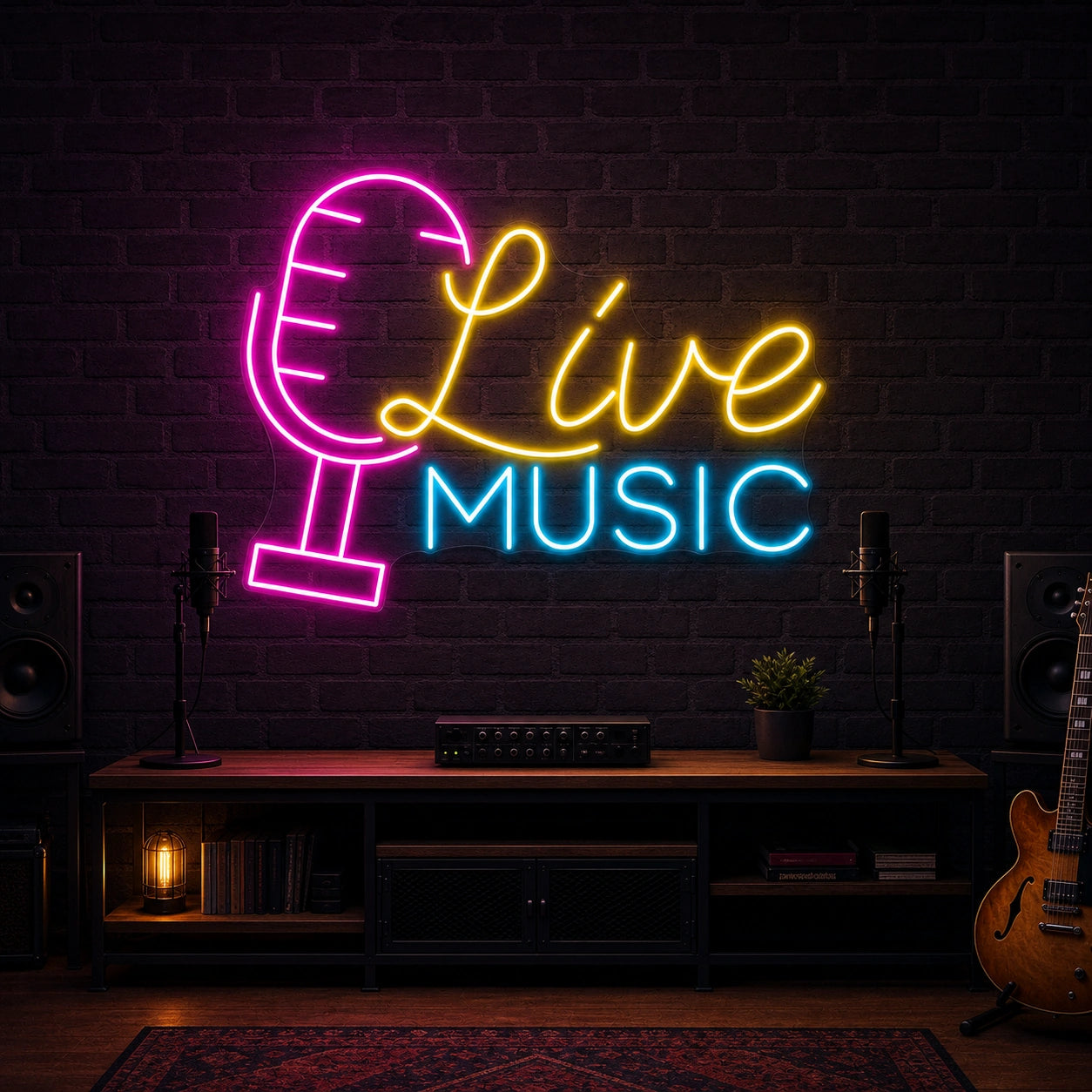 Live Music Business Wall Decor LED Neon Sign Garage Neon Sign size image