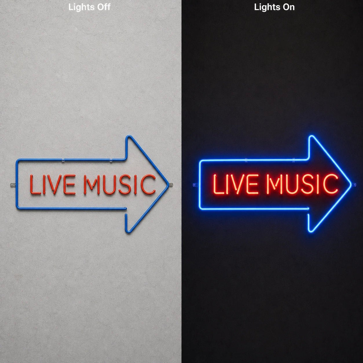 Live Music Right Arrow LED Neon Sign - Shineneon