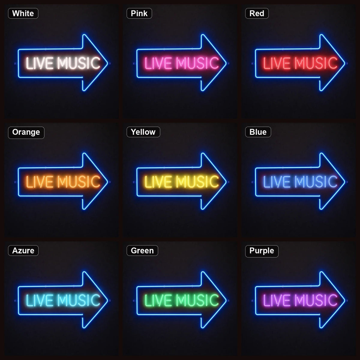 Live Music Right Arrow LED Neon Sign - Shineneon