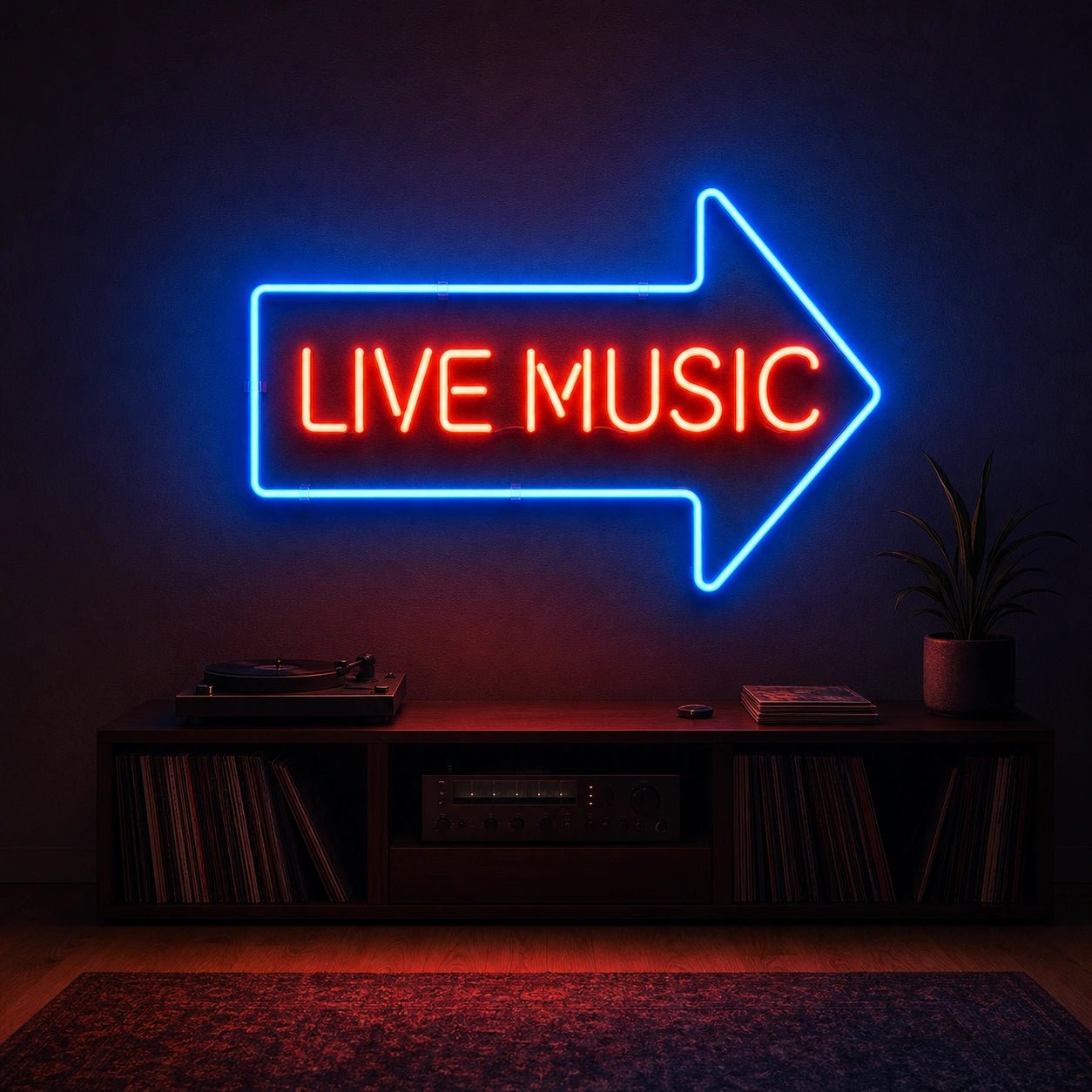 Live Music Right Arrow LED Neon Sign Man Cave Neon Sign - Shineneon