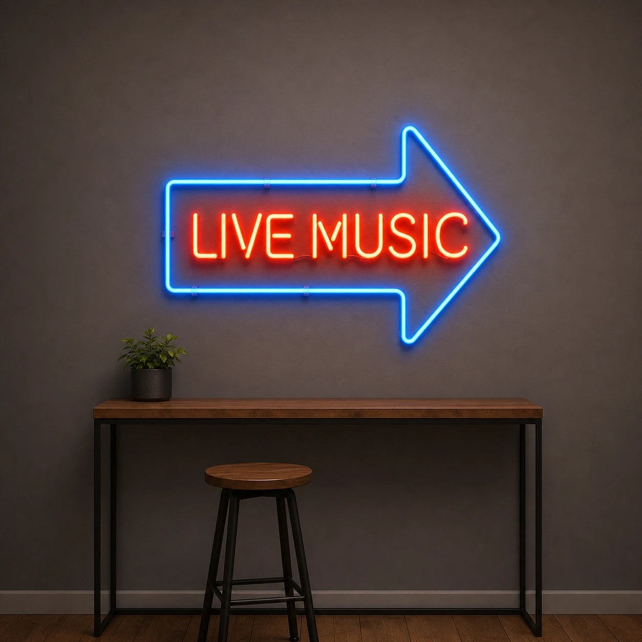 Live Music Right Arrow LED Neon Sign Man Cave Neon Sign - Shineneon
