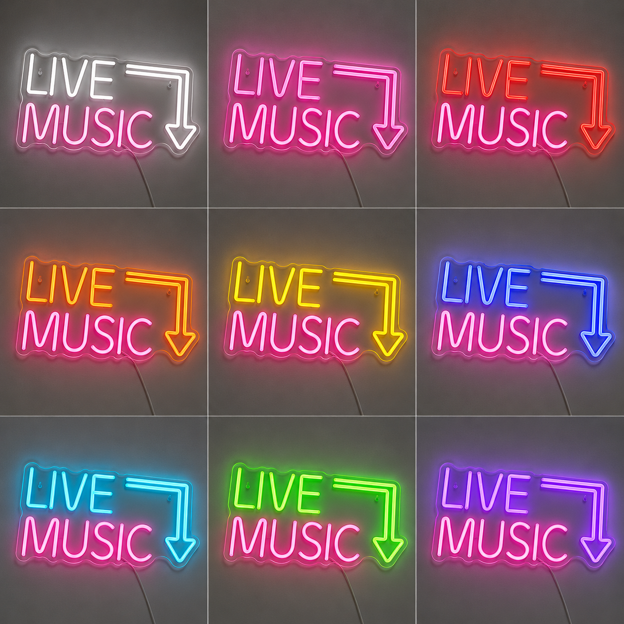 Live Music Wall Decor LED Neon Sign color grid