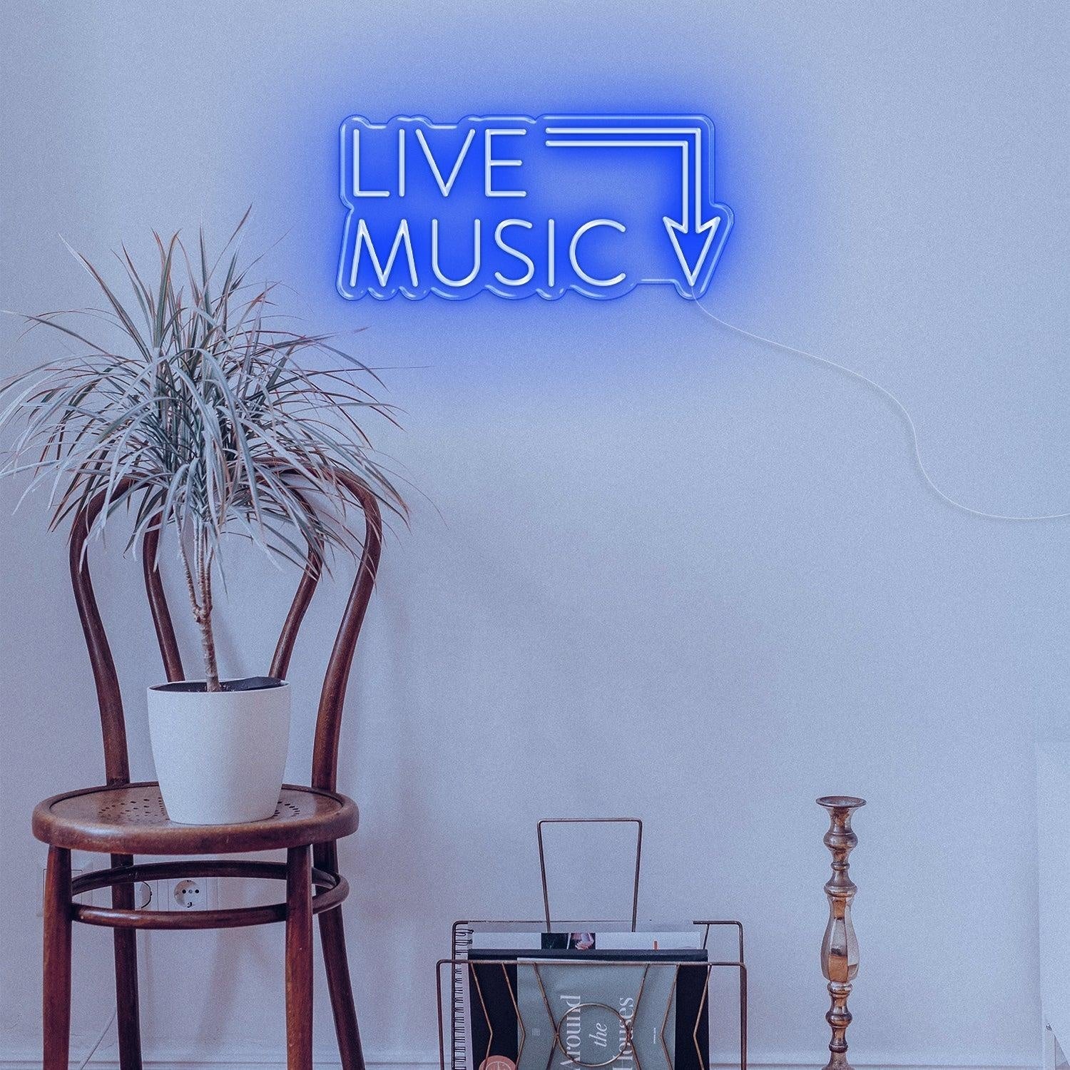 Live Music Warm Yellow Arrow Led Neon Sign For Cafe Music Bar | Shineneon