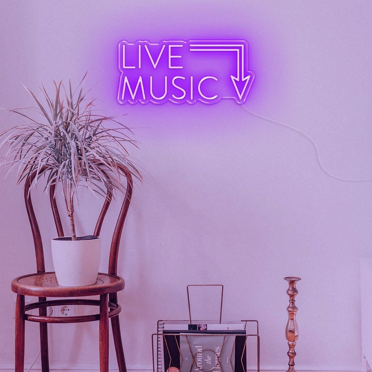 Live Music Warm Yellow Arrow Led Neon Sign For Cafe Music Bar | Shineneon