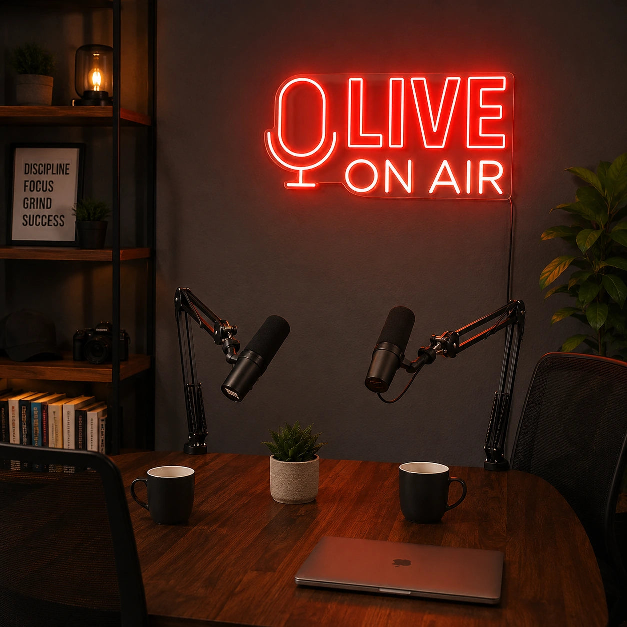 Live On Air Media Neon Sign LED Neon Sign real lifestyle scene