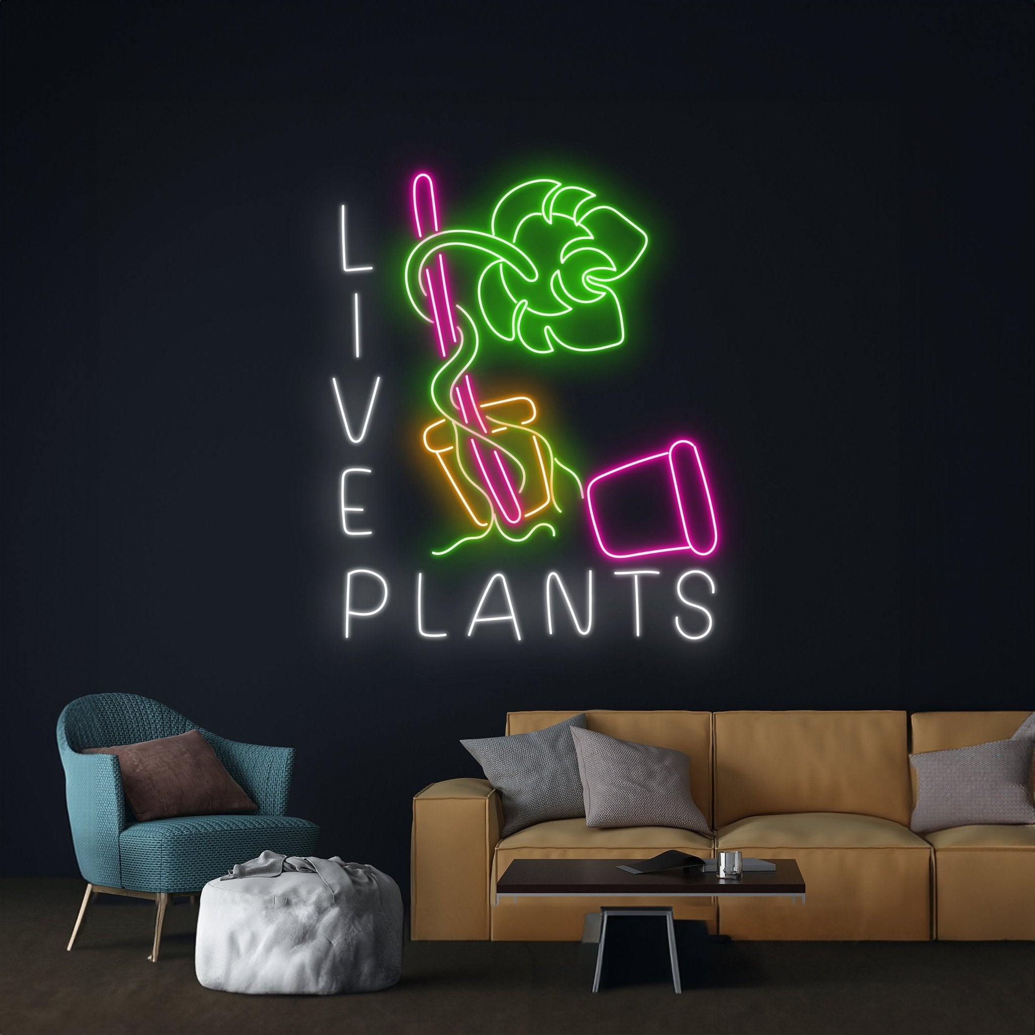 Live Plants Open Neon Light - Shineneon