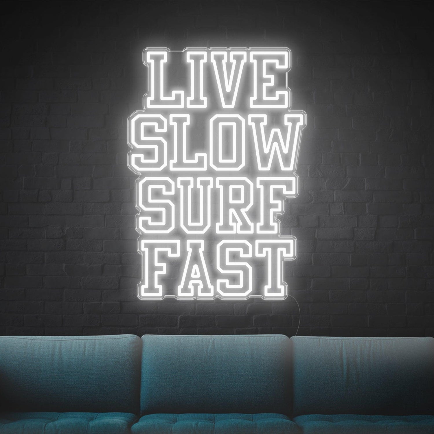Live Slow Surf Fast Teal Led Neon Sign For Indoor Wall Decor | Shineneon