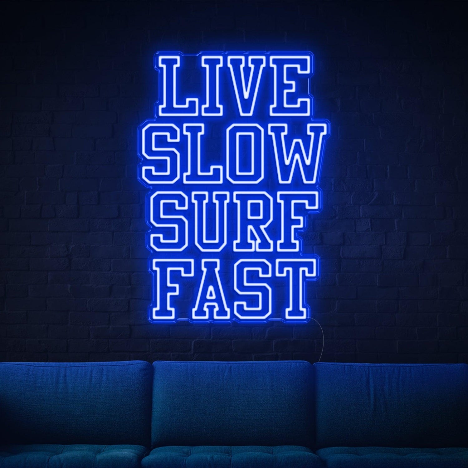 Live Slow Surf Fast Teal Led Neon Sign For Indoor Wall Decor | Shineneon